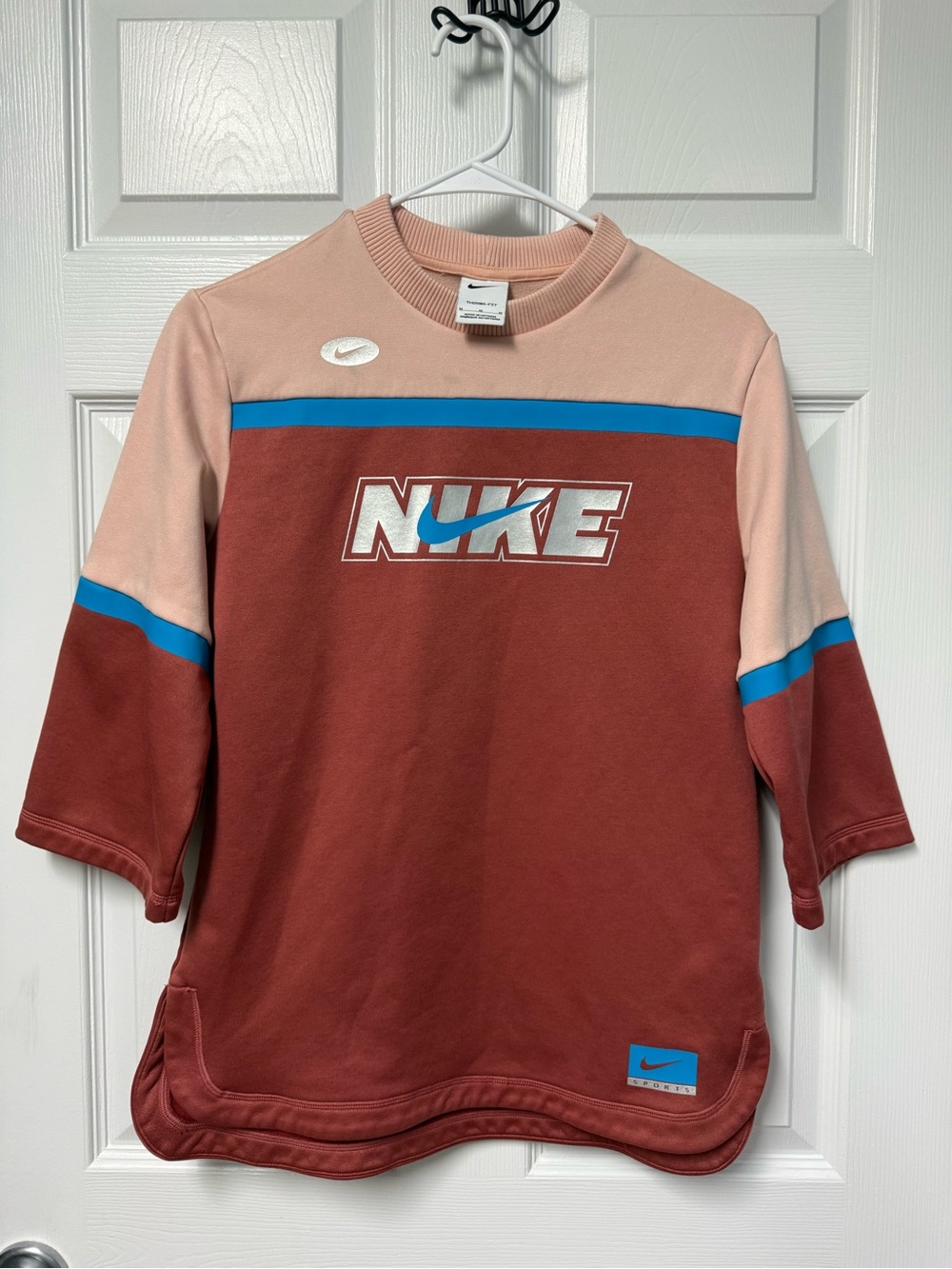 Nike Kids Colorblock Sweatshirt in Rust, Pink & Blue